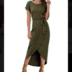 Army green swing dress